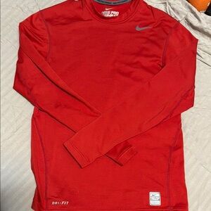 Nike Men's Red Dri-FIT Long Sleeve Shirt